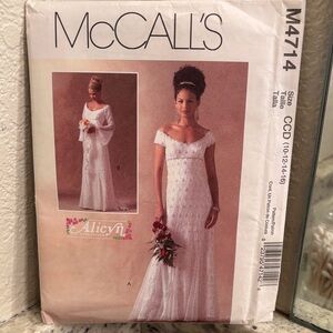 McCall's Elegant White Wedding Dress pattern M4714